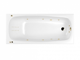WHITECROSS Layla Slim Ванна акриловая 170x75 см, гидромассаж"SMARTNANO", перелив,каркас,белый/золото