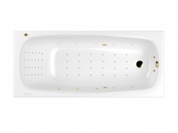 WHITECROSS Layla Slim Ванна акриловая 180x80 см, гидромассаж "NANO", перелив, каркас, белый/золото