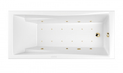 WHITECROSS Palace Ванна акриловая 180х80 см, гидромассаж "RELAX", перелив, каркас, белый/золото мини 1