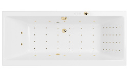 EXCELLENT Pryzmat Slim Ванна акриловая гидромассаж"NANO", 170x75 мм, 230 л, Белый глянец/золото мини 1