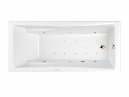 WHITECROSS Palace Ванна акриловая 180х80 см, гидромассаж "RELAX", перелив, каркас, белый/золото