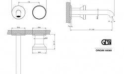 GS ORIGINI Внешние части смесителя для раковины из стены, вынос 171-201 мм, БЕЗ ДК, Chrome мини 3 3