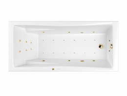 WHITECROSS Palace Ванна акриловая 170x75 см, гидромассаж "ULTRA", перелив, каркас, белый/золото