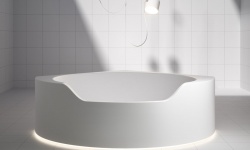 ANTL OFURO Ванна с подсветкой из материала Flumood, в комплекте с нажимным ДК и сифоном, белый мини 3 6