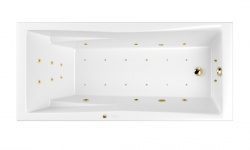 WHITECROSS Palace Ванна акриловая 170x75 см, гидромассаж "ULTRA", перелив, каркас, белый/золото мини 1
