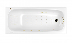 WHITECROSS Layla Slim Ванна акриловая 180x80 см, гидромассаж "NANO", перелив, каркас, белый/золото мини 1