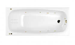 WHITECROSS Layla Slim Ванна акриловая 170x75 см, гидромассаж"SMARTNANO", перелив,каркас,белый/золото мини 1