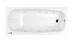 WHITECROSS Layla Slim Ванна акриловая 170x75 см, гидромассаж "LINENANO", перелив, каркас, белый/хром мини 1