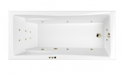 WHITECROSS Palace Ванна акриловая 180x80 см, гидромассаж "SMART", перелив, каркас, белый/бронза мини 1