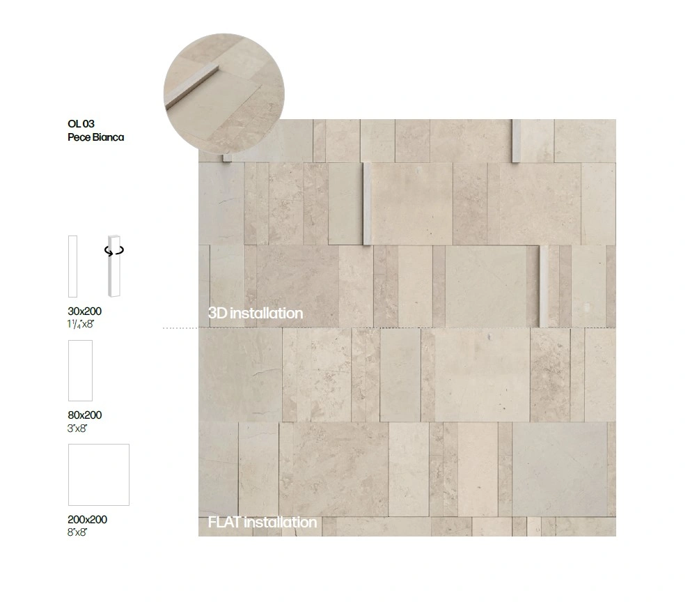 натуральный камень OLTRENERO MIRAGE PECE BIANCA OL 03 TABULATE 8х20x2, фото 5