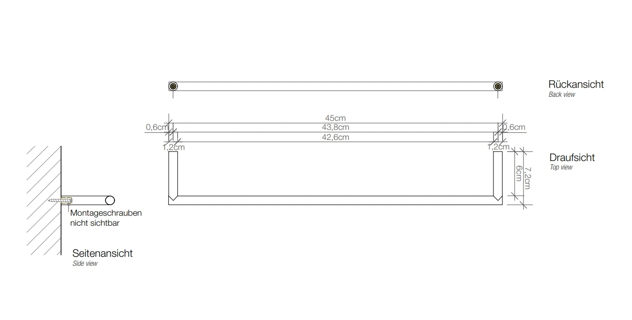 аксессуары Decor Walther MIKADO DW MK HTE45 Полотенцедержатель 1,2x45x7,2 см, черный матовый, фото 2