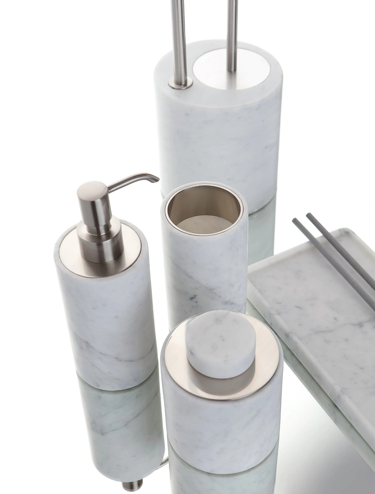 аксессуары BERTOCCI CARRARINO Дозатор настольный, Bianco Carrara/хром, фото 4