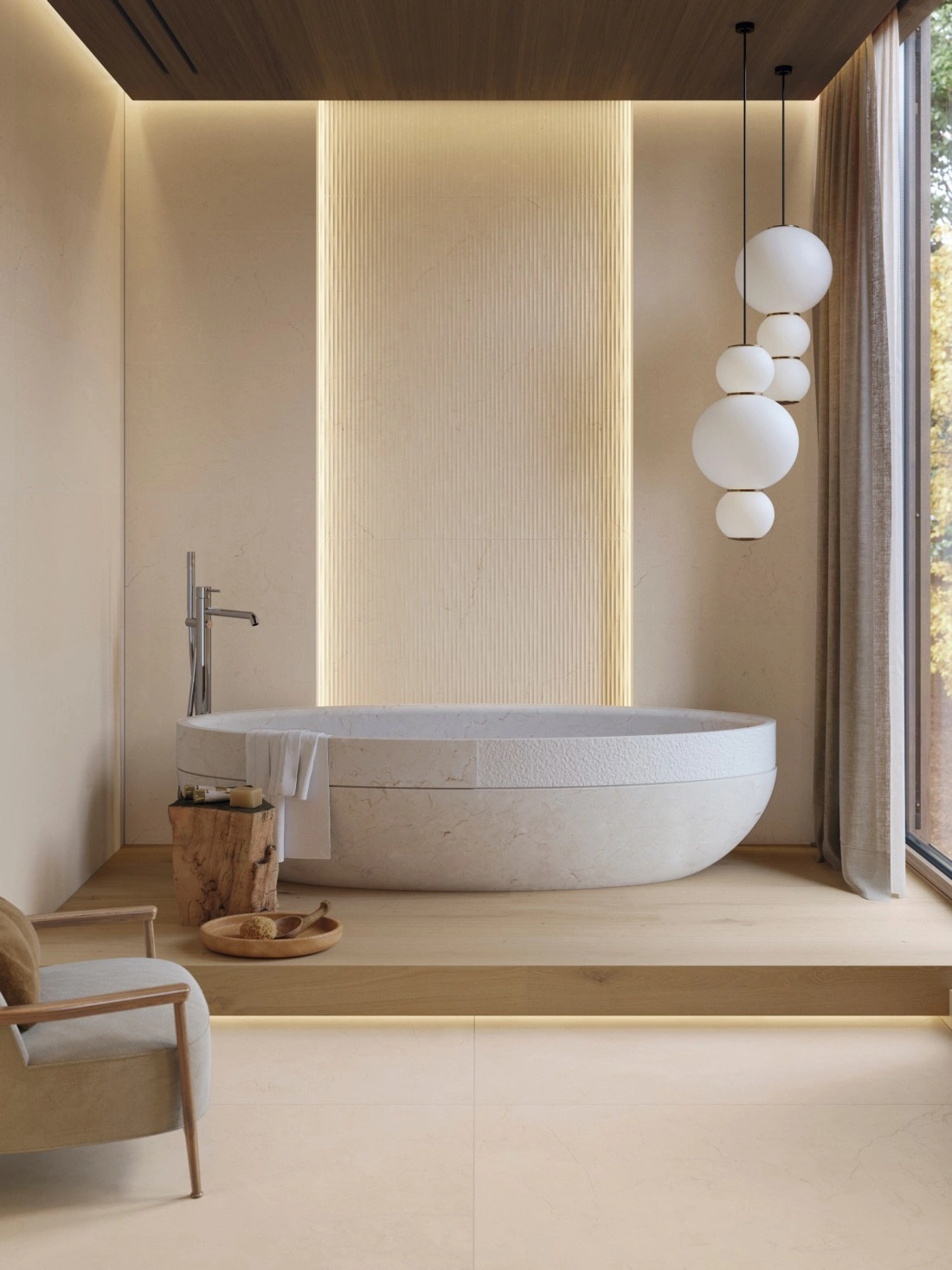 керамическая плитка PORCELANOSA MARMOL CREMA MARFIL 45х120 G-270, фото 5
