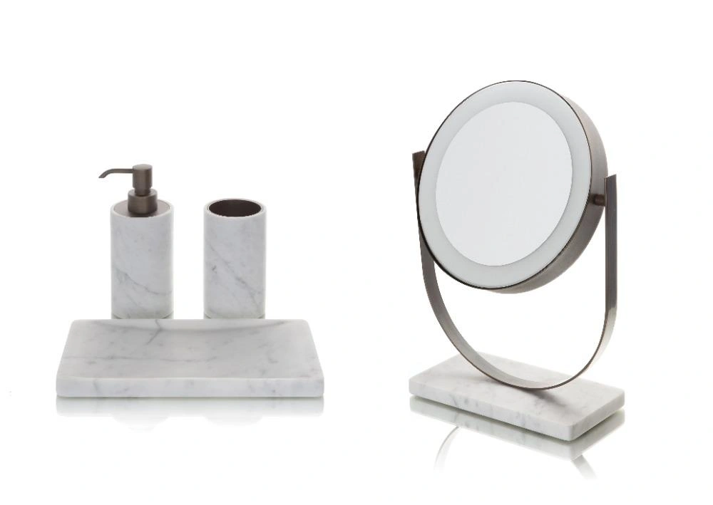 аксессуары BERTOCCI CARRARINO Дозатор настольный, Bianco Carrara/хром, фото 3