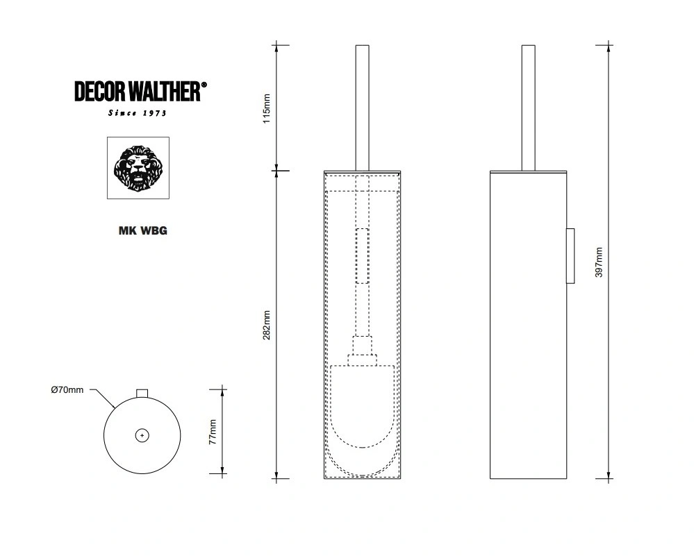 аксессуары Decor Walther MIKADO DW MK WBG Ёршик туалетный, настенный, Черный матовый, фото 4