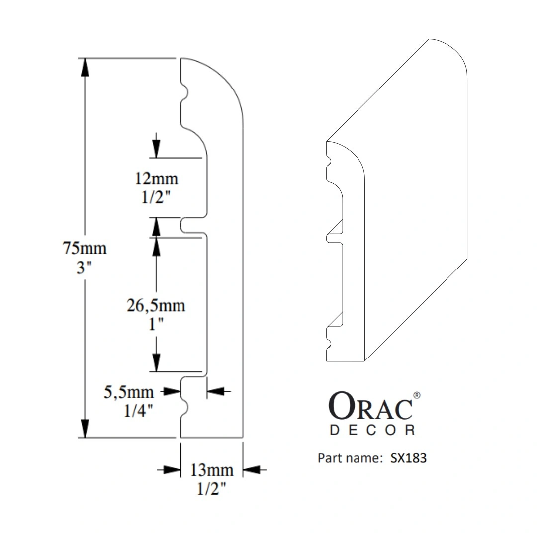 лепнина ORAC ПЛИНТУС 13х75х2000, фото 3