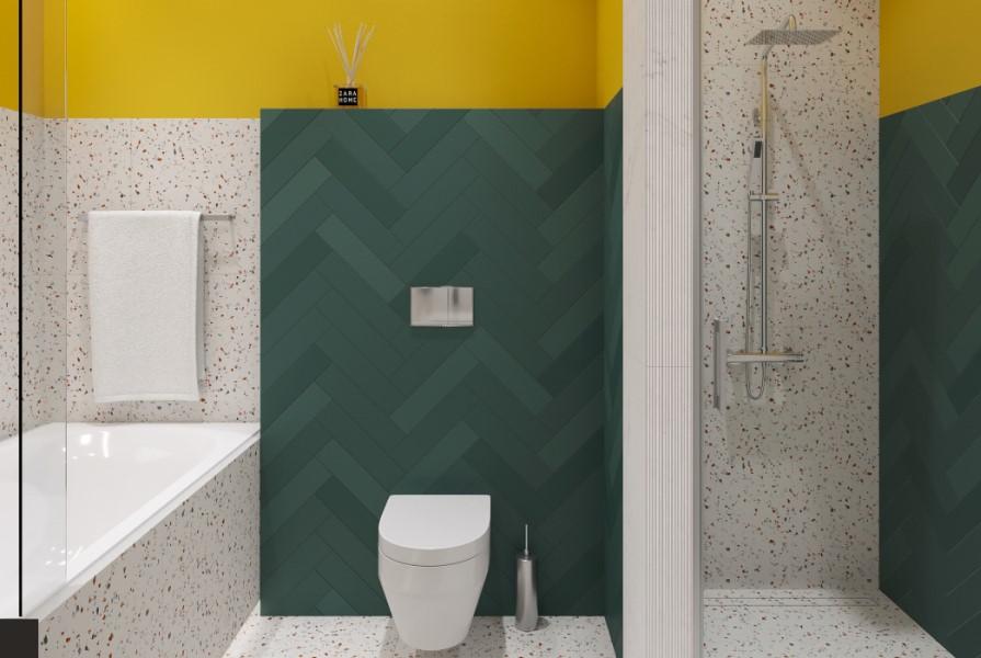 Детская ванная: сочные краски + тераццо