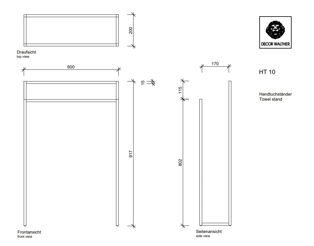аксессуары Decor Walther DW HT 10 Полотенцедержатель напольный 91.5x60x20 см, черный матовый, фото 3