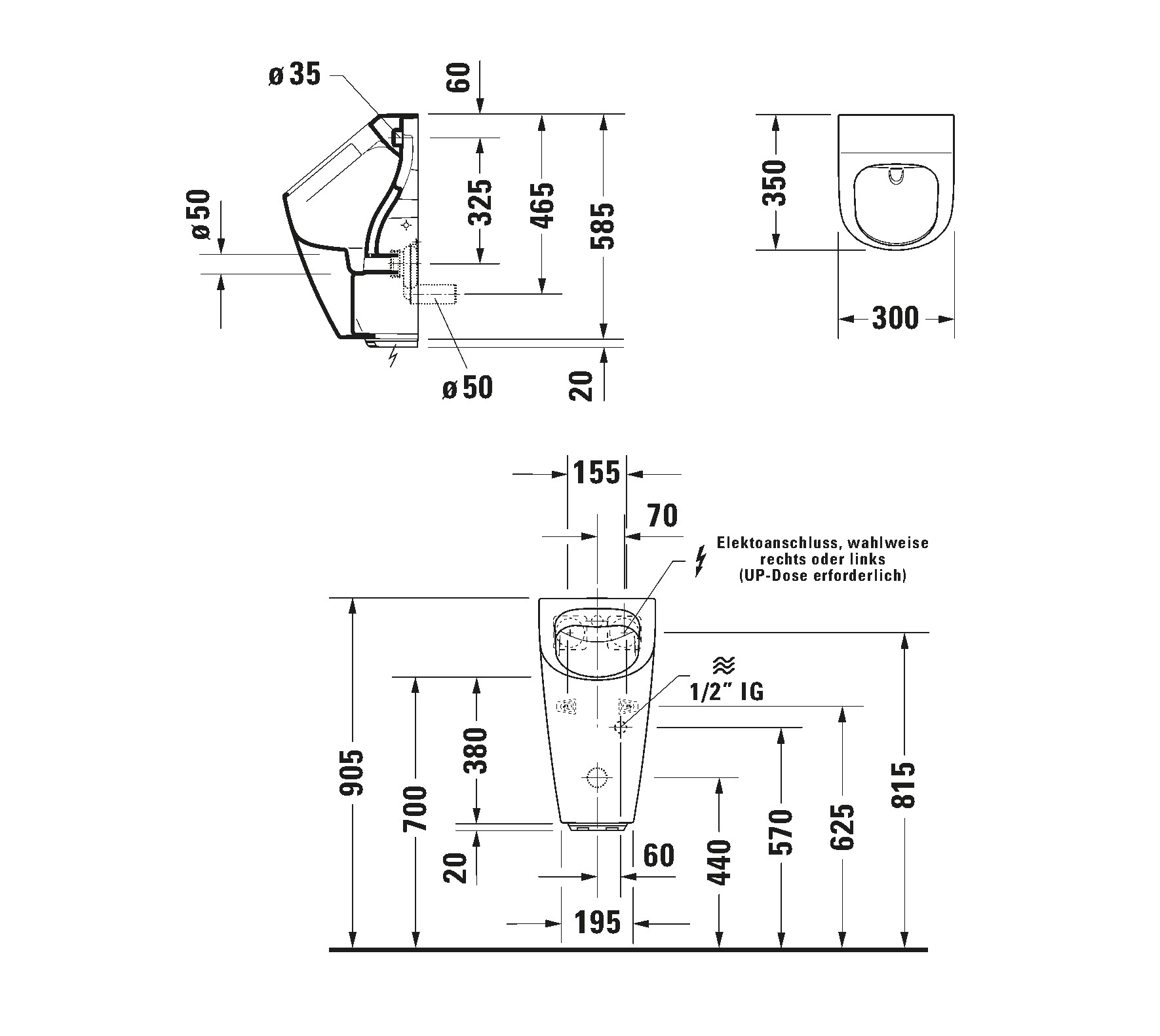 DURAVIT Starck Писсуар Rimless, 300x350 мм, белый, фото 2