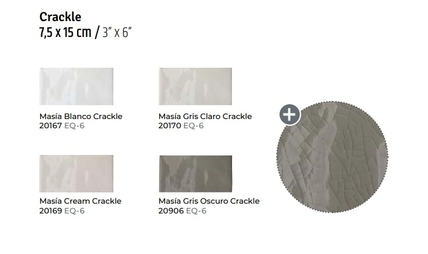 керамическая плитка EQUIPE MASIA CREAM CRACKLE 7.5х15 EQ-6, фото 2