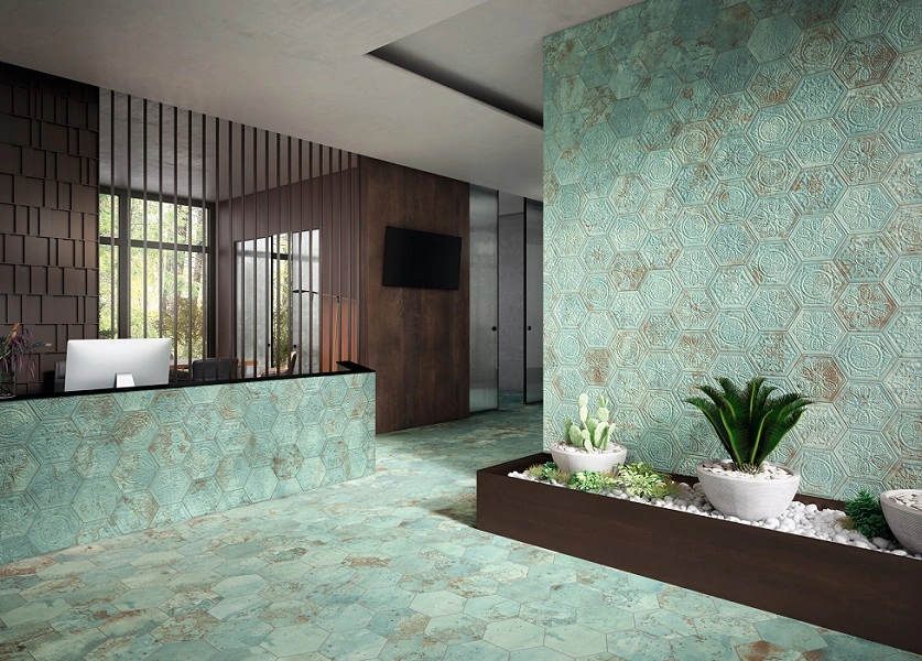 керамогранит APAVISA ZINC GREEN NATURAL HEXAGON 25x29 G-7230, фото 2