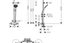 HANSGROHE Raindance Select S Душевая стойка Showerpipe 240 1jet с термостатом, полир. золото мини 3 3