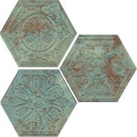 APAVISA ZINC GREEN MIX DECOR HEXAGON 25x29 G-7254