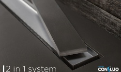 PESTAN Confluo Frameless Line Линейный трап 650 мм, со вставкой, сатин.сталь/Черное стекло мини 3 8