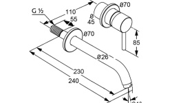 KLUDI BOZZ Внешняя часть смеситель из стены для раковины, излив 230 мм, хром  мини 3 2