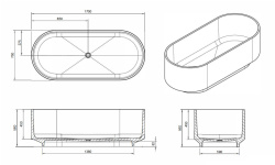 KNIEF ELLIPSE Shape Ванна отдельностоящая 170x75x56 см, 40 Rubin/хром мини 3 8