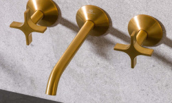 NOKEN LIGNAGE CROSS Смеситель для раковины на 3 отверстия из стены, без ДК, 5 л/мин, браш. золото мини 3 4