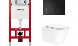 TECEspring S Комплект с подвесным унитазом, сиденьем, панелью смыва, белый/черный матовый мини 1