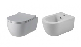 NOKEN ACRO COMPACT Комплект керамики - унитаз с сиденьем и биде, 49 см, белый