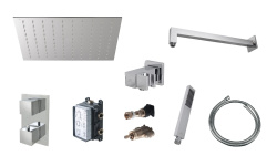 NOKEN PACK SQUARE N Душевой комплект с термостатом, ручным и верхним душем 30 см, хром мини 1