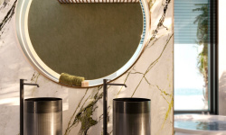 NOKEN ROUND Внешняя часть напольного смесителя для раковины, 5 л/мин, вылет 250 мм, черный матовый мини 3 5