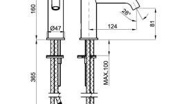 NOKEN ROUND Смеситель для раковины, без ДК, 3/8”, 5 л/мин, браш. медь мини 3 6