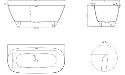 Salini SOFIA Wall Ванна пристенная 1600х800х590 мм, S-Stone - RAL матовый мини 3 3