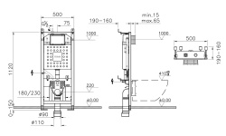 VITRA V12 Cистема инсталляции для унитазов, 3/6 л, глубина установки 12 см. Все крепежи в комплекте мини 3 2