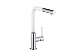 KLUDI L-INE S Смеситель для кухни однорычажный DN 15, 1 отв., хром/белый матовый