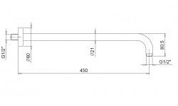 FANTINI AF/21 Кронштейн для душевой лейки, длина 45 см, Матовая натуральная сталь мини 3 2