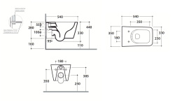 GLOBO INCANTHO Унитаз подвесной безободковый, 54х35хh33 см, белый мини 3 4