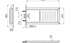 NK OXO Верхний душ из стены c каскадом, 529х363 мм, 11,9 и 12,1 л/мин, black мини 3 2