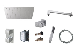 NOKEN PACK SQUARE N Душевой комплект с термостатом, ручным и верхним душем 30 см, хром