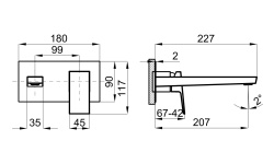 NOKEN SQUARE Внешняя часть, встроенного смесителя для раковины, без ДК, черный матовый мини 3 2