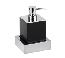 BEMETA GAMMA Дозатор для жидкого мыла настенный, квадратный 75x160x86 мм, хром/черный