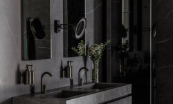 MIRAGE FREEDOM Тумба со столешницей и 2 раковинами и зеркалом, PIETRA GREY JL 06 SP мини 3 5