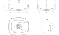 Salini ORIENTE BOWL Раковина накладная 450х405х140 мм, с ДК, S-Sense- белый матовый мини 3 9