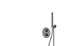 WHITECROSS Y Комплект для душа с термостатическим смесителем на 2 потребителя, оружейная сталь мини 1