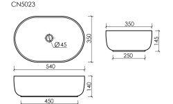 CERAMICANOVA Element Раковина накладная 540х350хH145 мм, белый мини 3 2