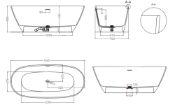 Salini SOFIA Ванна свободностоящая 1645x755x580 мм, S-Sense -белый глянцевый мини 3 4